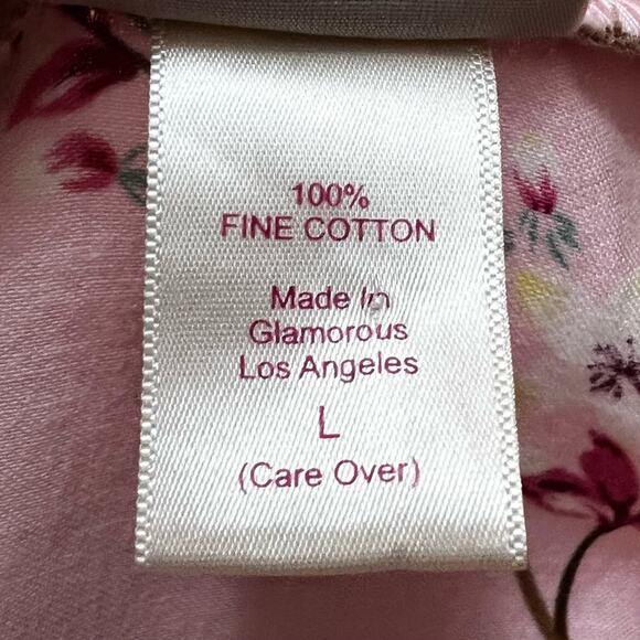 BedHead Pink Pastel Floral / Bird Print | 100% Cotton | Short Sleeve Robe | L - Picture 6 of 7